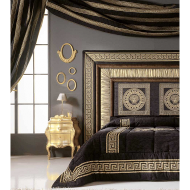 Włoskie łóżko styl VERSACE MEDUZA GRECALE złote 160 x 190 cm