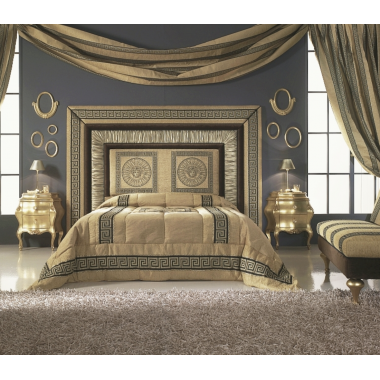 Włoskie łóżko styl VERSACE MEDUZA GRECALE złote 180 x 200 cm
