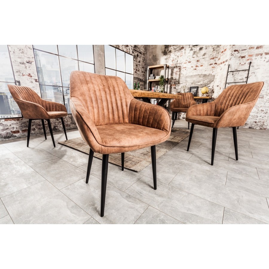 Krzesło z podłokietnikiem Turin vintage jasny brąz / 38789