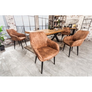 Krzesło z podłokietnikiem Turin vintage jasny brąz / 38789