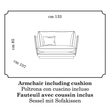 Włoski Fotel ALLURE tapicerowany 133cm / ADORA