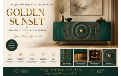 Kolekcja mebli GOLDEN SUNSET TURKUS Luksus, który zostaje na lata